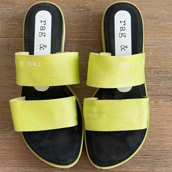 Rag & bone mila sandals acid green slides - Picture 1 of 5